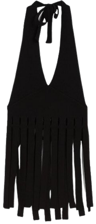 Fringed knitted top - Tops and corsets - Women | Bershka