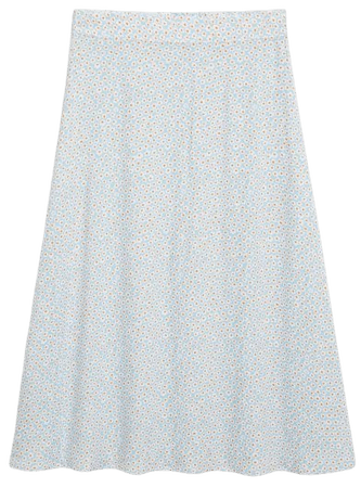 Lightweight turquoise floral midi skirt - Baby daisies - Monki WW