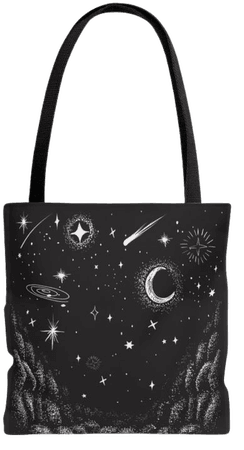 Starry Night Tote Bag Galaxy Black Gothic Goth Girl Moon | Etsy