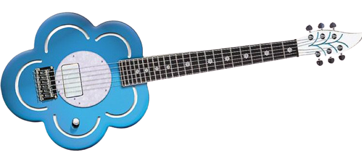 blue daisy rock flower guitar