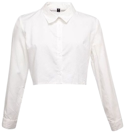 White Long Sleeve Cropped Button Up Shirt