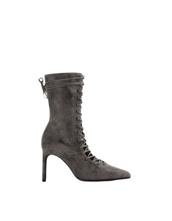 Lace-up stiletto heel zipper ankle boots - Shoes - Women | Bershka