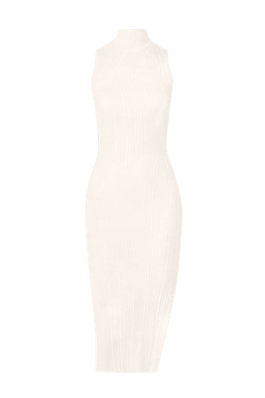 White Ribbed-knit turtleneck midi dress | Hervé Léger | NET-A-PORTER