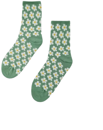 Flower Pattern Socks - Cider