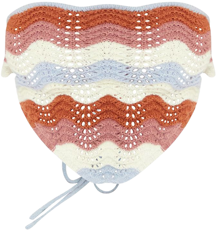 Mocha Crochet Wave Knit Scarf Top | PrettyLittleThing CA