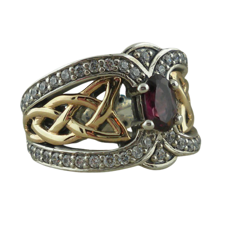 Celtic Knot Ring with Rhodolite or Iolite — Basil-Ltd: Irish & Celtic