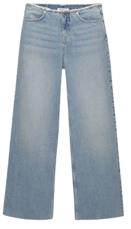 Wide-leg jeans with frayed waistband - pull&bear