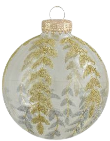Northlight 4ct Clear And Gold Glitter Leaves Glass Christmas Ball Ornament 3.25" (80mm) : Target