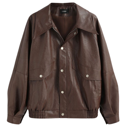 Brown Faux Leather Jacket - Cider
