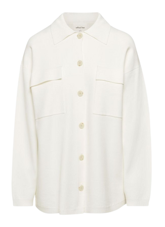 Tapered-waist poplin shirt - White - Ladies