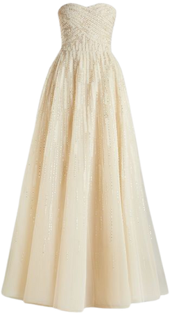 Rami Al Ali - Embellished Tulle Strapless Gown | The Modist