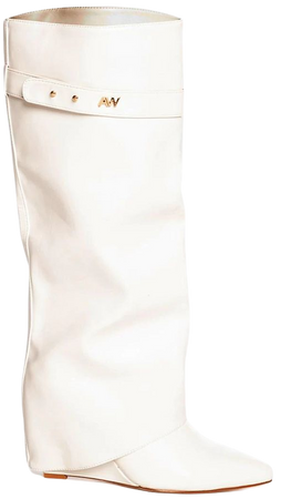 AZALEA WANG Knee High Foldover Shaft Boots - White – Dolls Kill