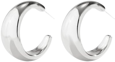Women's A Pair Of Minimalist Style C-shape Hoop Stud Earrings In SILVER | ZAFUL 2023