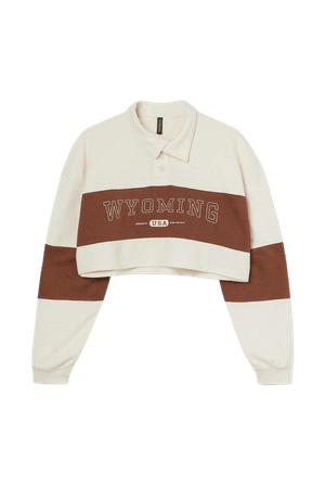 Rugby Crop Shirt - Light beige/Wyoming - Ladies | H&M US