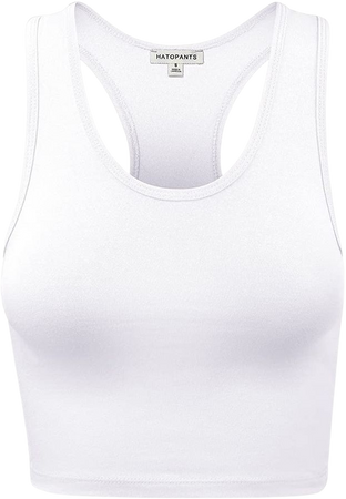 Women's Premium Cotton Racerback Lingerie Camisole Tank Basic Crop Tops White M
