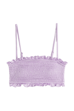 Smocked bandeau bikini top - Light purple - Ladies | H&M US