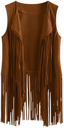 Kulywon Fringe Vest for Women Suede Faux Tassels Vest 70s Ethnic Winter Open-Front Sleeveless Vest Western Cowgir Tops at Amazon Women’s Clothing store