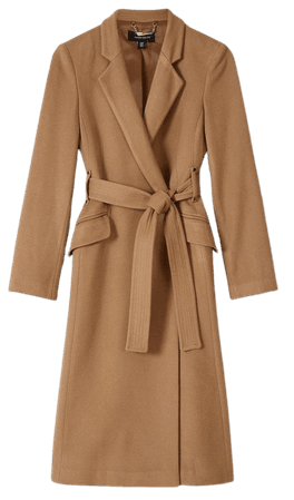 Italian Virgin Wool Double Intank Topment Notch Neck Coat | Karen Millen