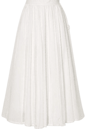 Suraya Lace-trimmed Cotton Fil Coupé Midi Skirt - White