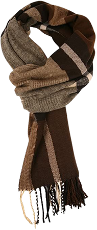 Love Lakeside-Men's Cashmere Feel Winter Plaid Scarf 002-Brown at Amazon Men’s Clothing store