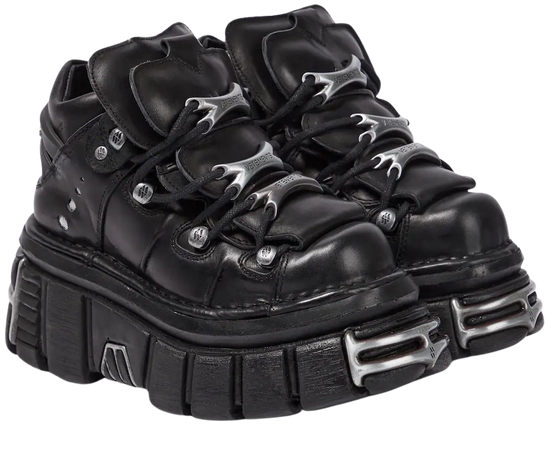X New Rock Leather Platform Sneakers in Black - Vetements | Mytheresa