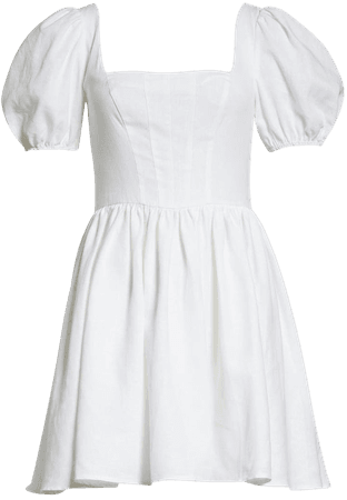 ASOS DESIGN Puff Sleeve Linen Blend Minidress | Nordstrom
