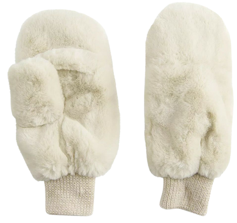 Women's LC Lauren Conrad Ivory White Faux Fur Mittens - Gloves & Mittens