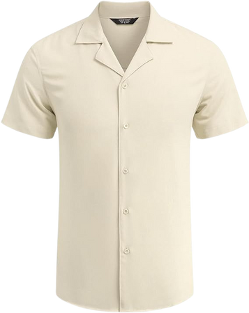 COOFANDY Men's Linen Shirts Short Sleeve Button Up Shirts Regular Fit Summer Tops Light Khaki at Amazon Men’s Clothing store