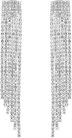 Amazon.com: Mlouye Long Tassel Clip on Earrings Fringe for Women Wedding Bride and Bridesmaids Bridal Dangling Crystal Chain Girls Dangle Drop Earring Silver Tone Clear: Jewelry