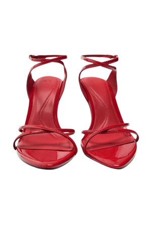 FAUX PATENT LEATHER STRAP WEDGE SANDALS - Red | ZARA United States