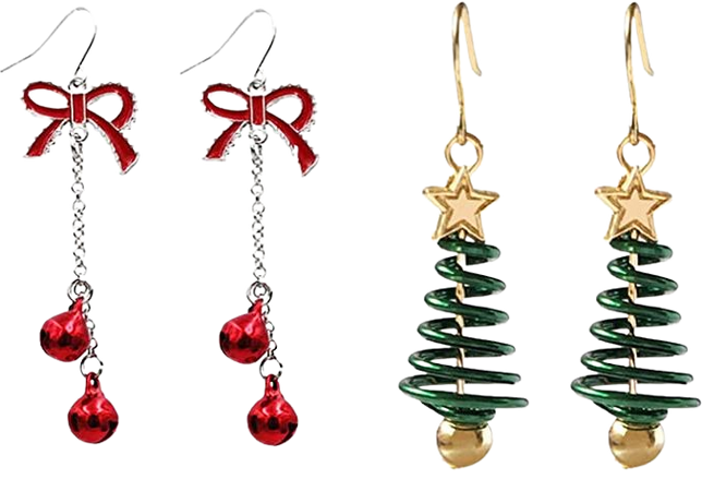 Amazon.com: 2Pcs Christmas Dangle Hook Earrings Thanksgiving Themed Earrings Cute Bell Hoop Earrings Tree Jingle Bells Design (red bow knot): Clothing, Shoes & Jewelry