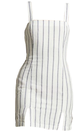 White Double Slit Tank Dress w/ Black Stripes