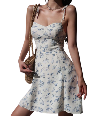 Honmizz - Spaghetti Strap Floral Print Mini A-Line Dress | YesStyle