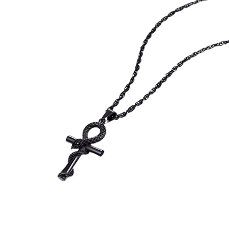 PROSTEEL Ankh Necklace Black Snake Cross Pendant & Chain The Key of The Nile Stainless Steel Men Women Jewelry Gfit Egyptian Cross
