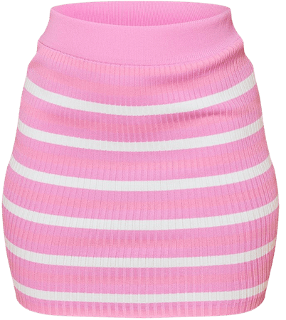 Pink Stripe Knit Mini Skirt | Knitwear | PrettyLittleThing USA