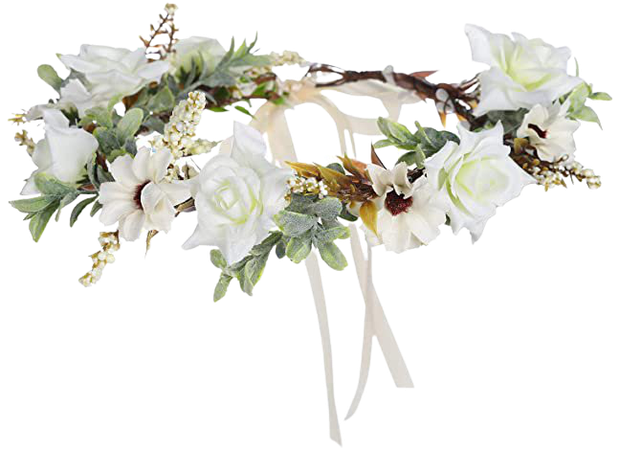 Amazon.com : Leaf Flower Crown Garland Headpiece - Handmade Hair Garland Floral Wreath Adjusatble Flower Headbands for Bridal Wedding Festival Party Flower Leaves Crown (Cream white) : Beauty