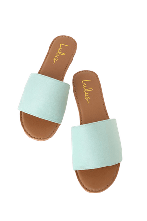 Chic Slide Sandals - Mint Suede Sandals - Vegan Sandals
