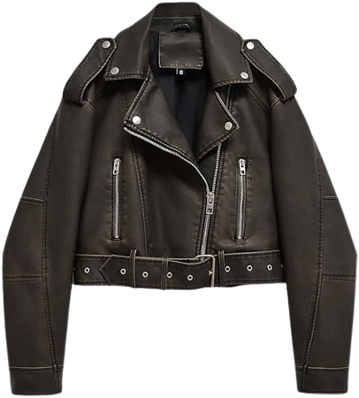 LY VAREY LIN Women Faux Leather Cropped Jacket Lapel Zipper Biker Short Coat with Belt at Amazon Women's Coats Shop