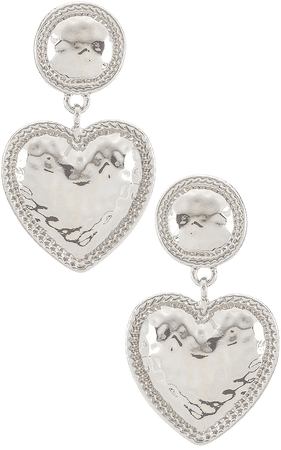 Amber Sceats Heart Drop Earrings in Silver | REVOLVE