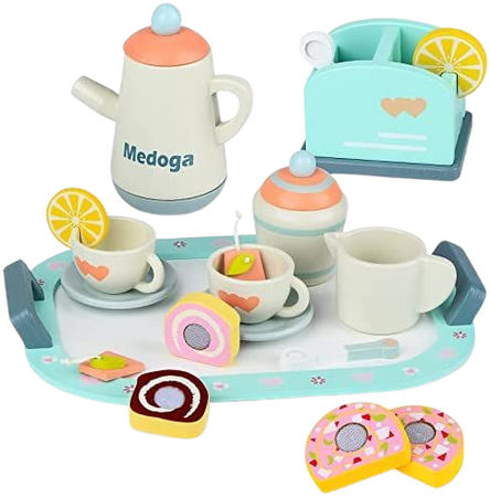 Amazon.com: Wooden Tea Set Toy Play Kitchen Accessories for Kids Pretend Play Food for Toddlers Tea Party Set for 3, 4, 5 Year Old Girls and Boys (Tea Set) : Toys & Games