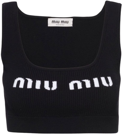 Miu Miu Cropped logo-knit Tank Top - Farfetch