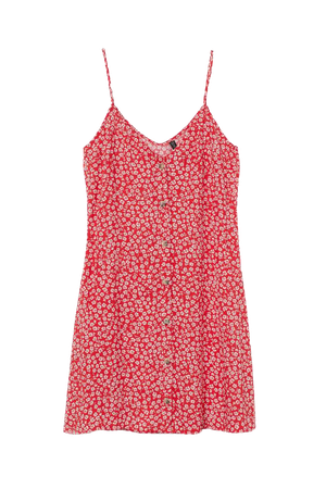 Button-front Dress - Red/white floral - Ladies | H&M US