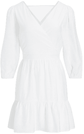 Solid Tie Back Ruffle Hem Mini Dress | Express