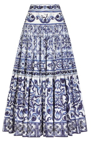 Dolce Gabbana Blue Med Majolica Maci Skirt