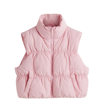 pink puffer crop vest