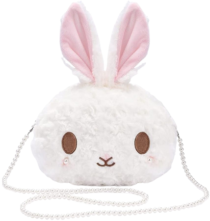 Amazon.com: kawaii bunny Crossbody bag,cartoon Plush Rabbit girls wallets,cute Lolita Handbag for kids Teenagers, Lovely Fluffy animal purse (pearl chain) white : Electronics