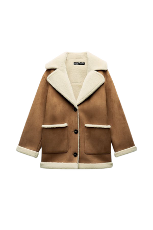 DOUBLE FACED COAT WITH PATCH POCKETS - Dark camel | ZARA United States