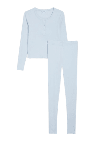Light blue ribbed pyjama set - Light blue - Sleepwear - Monki WW