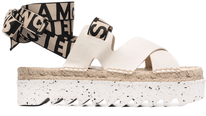 Shop white Stella McCartney logo-strap espadrille sandals with Express Delivery - Farfetch