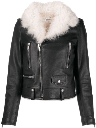Saint Laurent shearling collar biker jacket